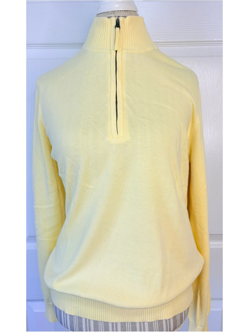 FOXCROFT Supima Cotton Butter Yellow Quarter Zip Pullover Sweater XL